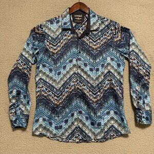 Barabas Shirt Mens Large Unique Blue Casual Button Up Long Sleeve Preppy Stylish